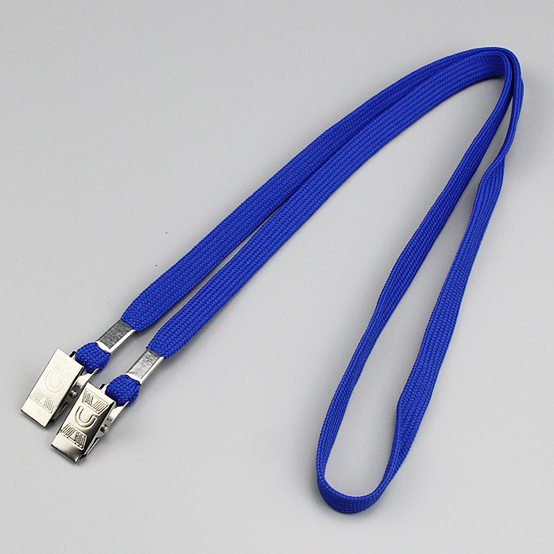 Bulk Flat Lanyards w/Two Bulldog Clips 8