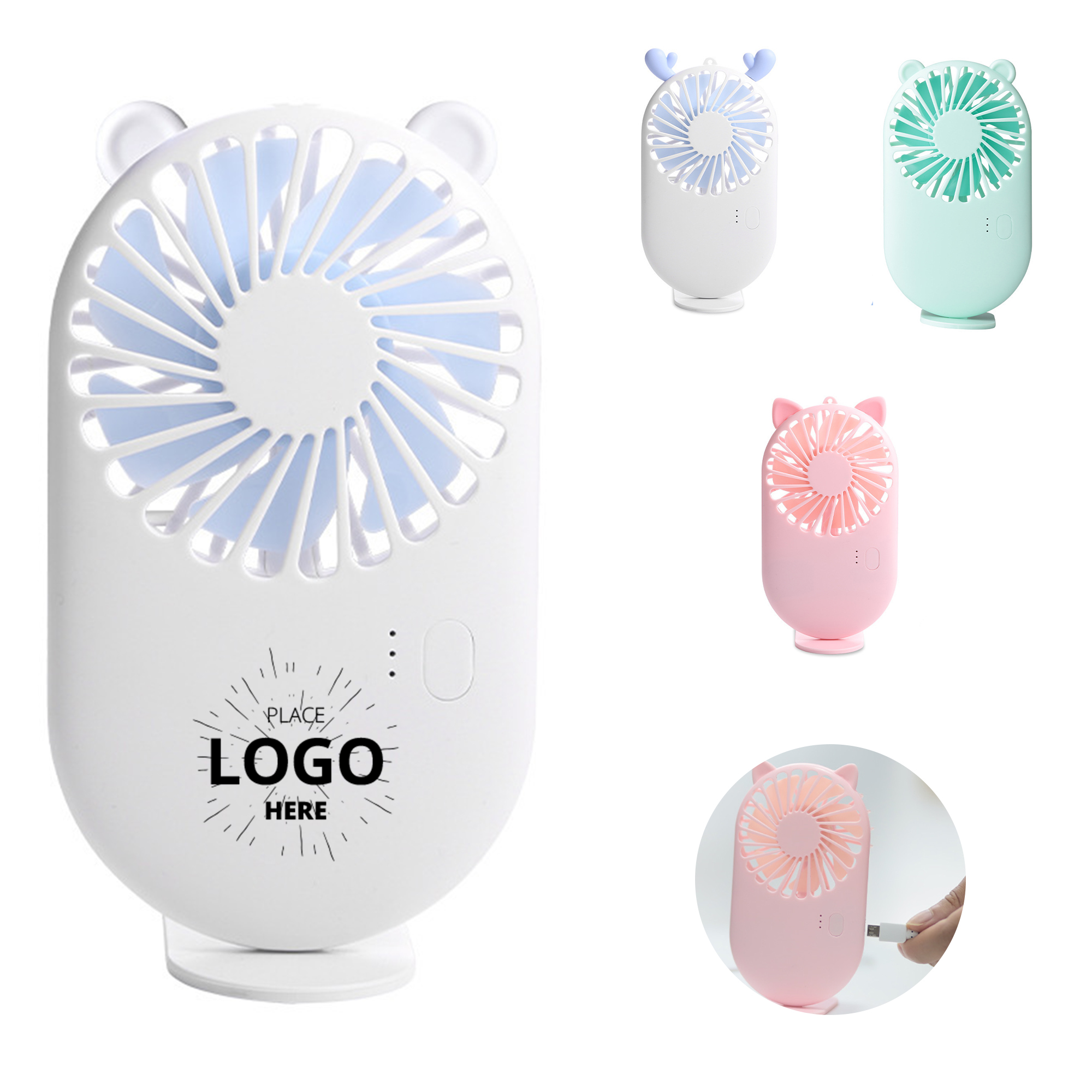 MOQ 20 Compact Pocket Size USB Rechargeable Fan for 2