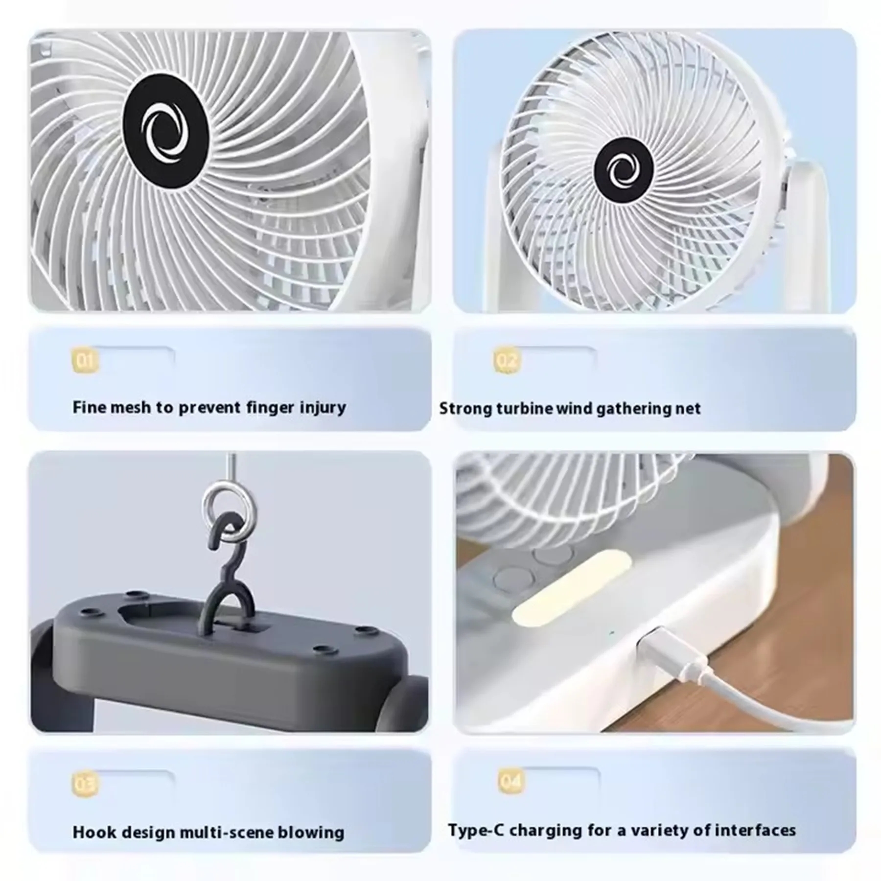 USB Desktop Fan with Night Light 8