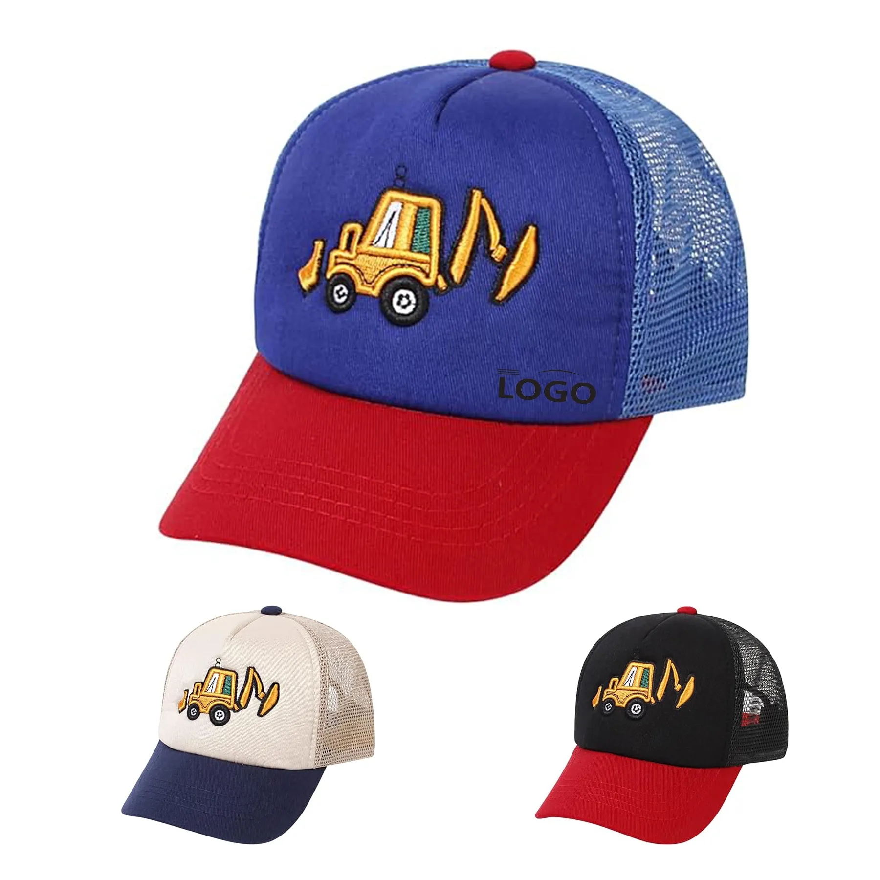Cute Embroidery Excavator Kids Baseball Cap 4