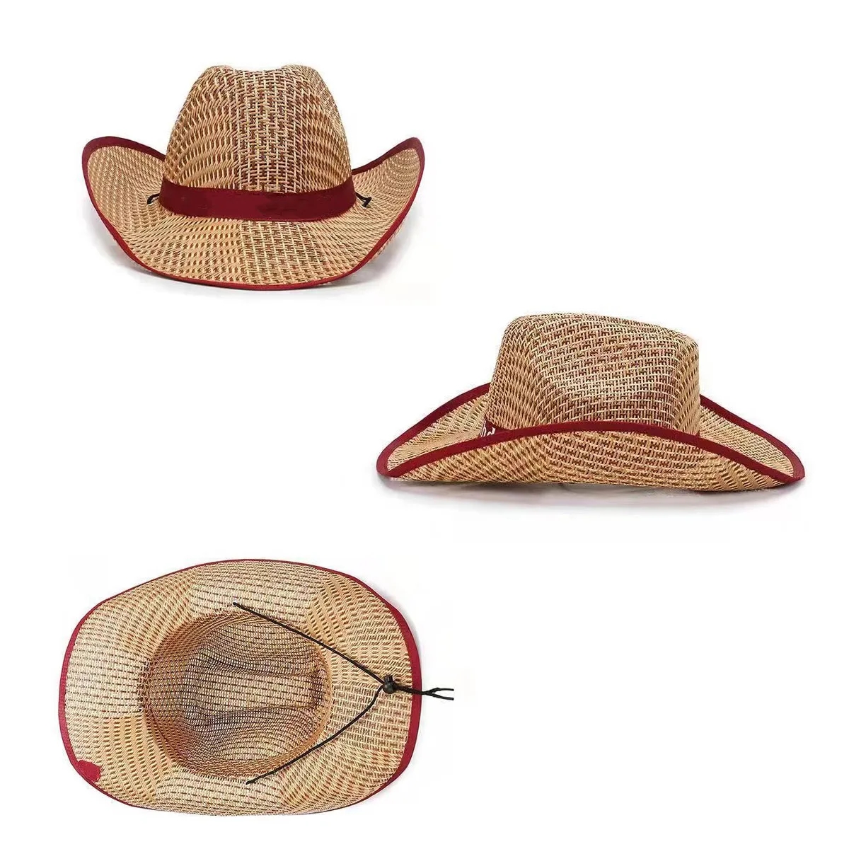 Unisex Woven Straw Round Up Summer Beach Wide Brim Hat 5