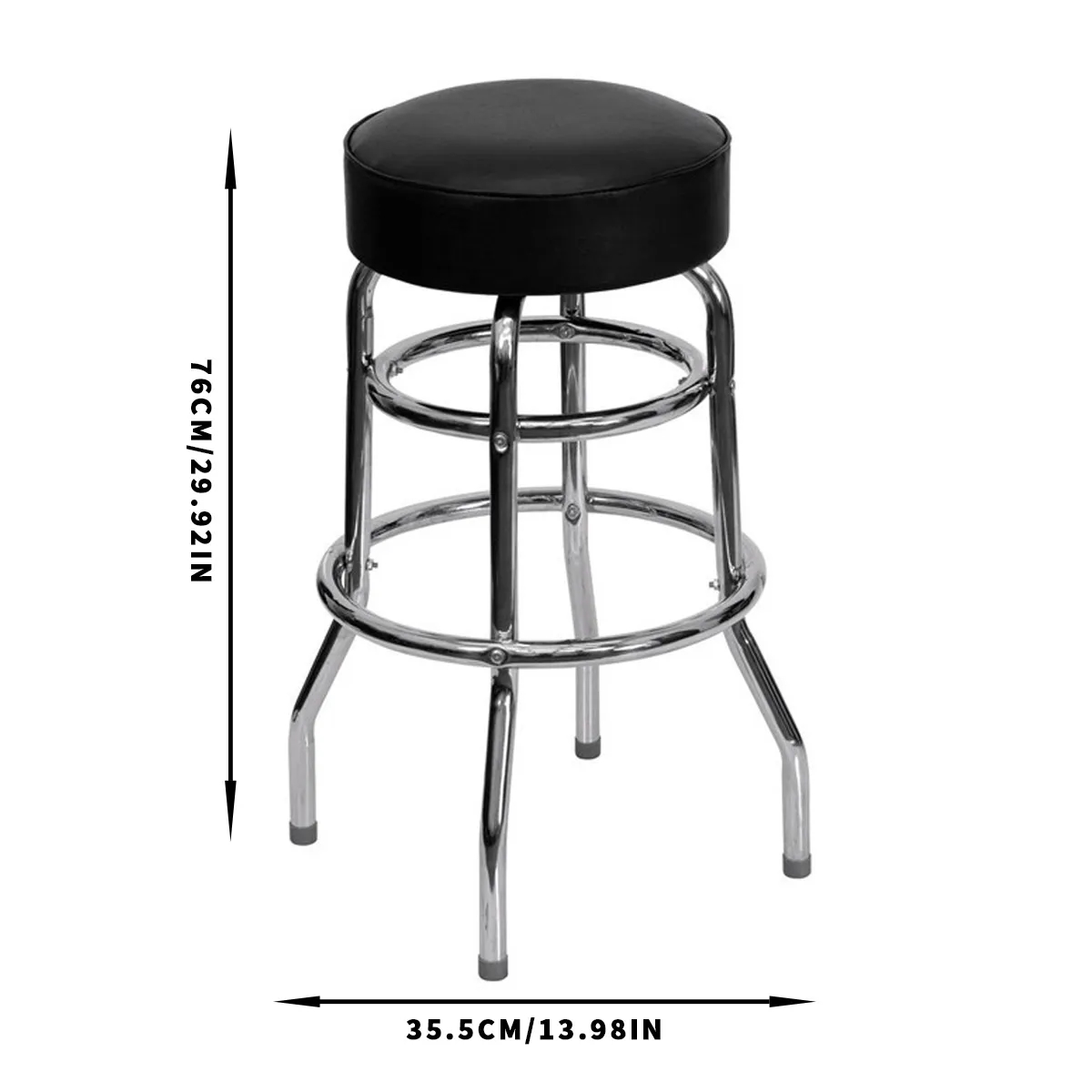 Round Padded Bar Stool With Double Ring Chrome Base 2