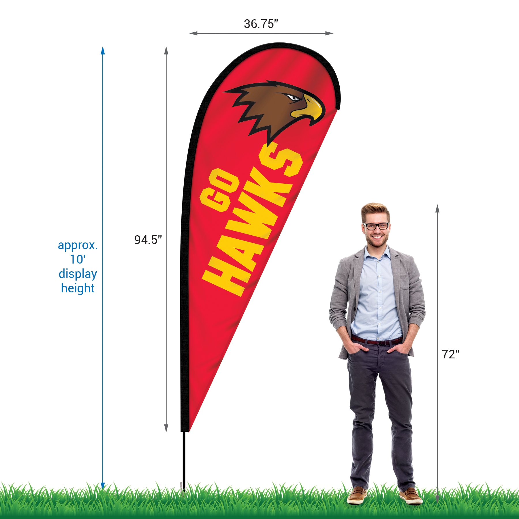 24 - Hour 8' Single Reverse Teardrop Banner with Hardware Set 14