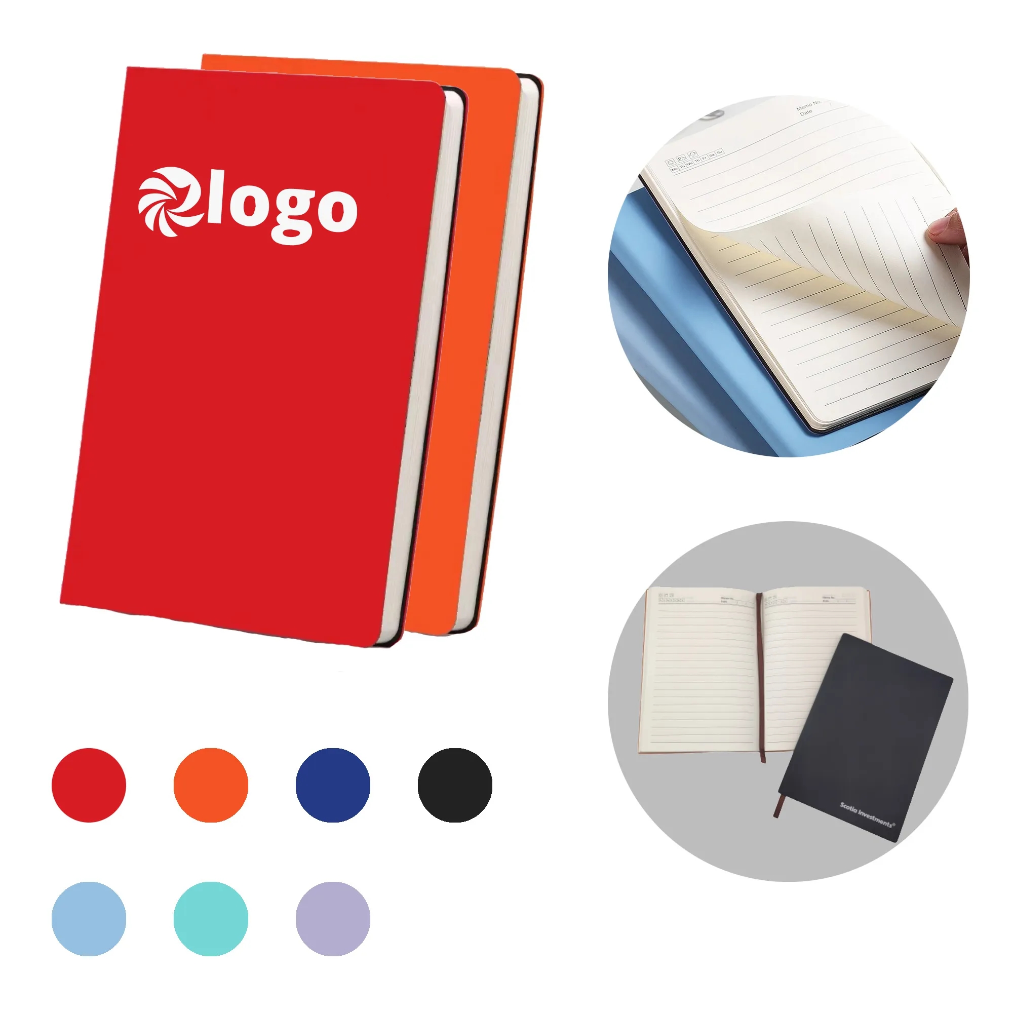A5 Hardcover PU Business Notebook with Bookmark