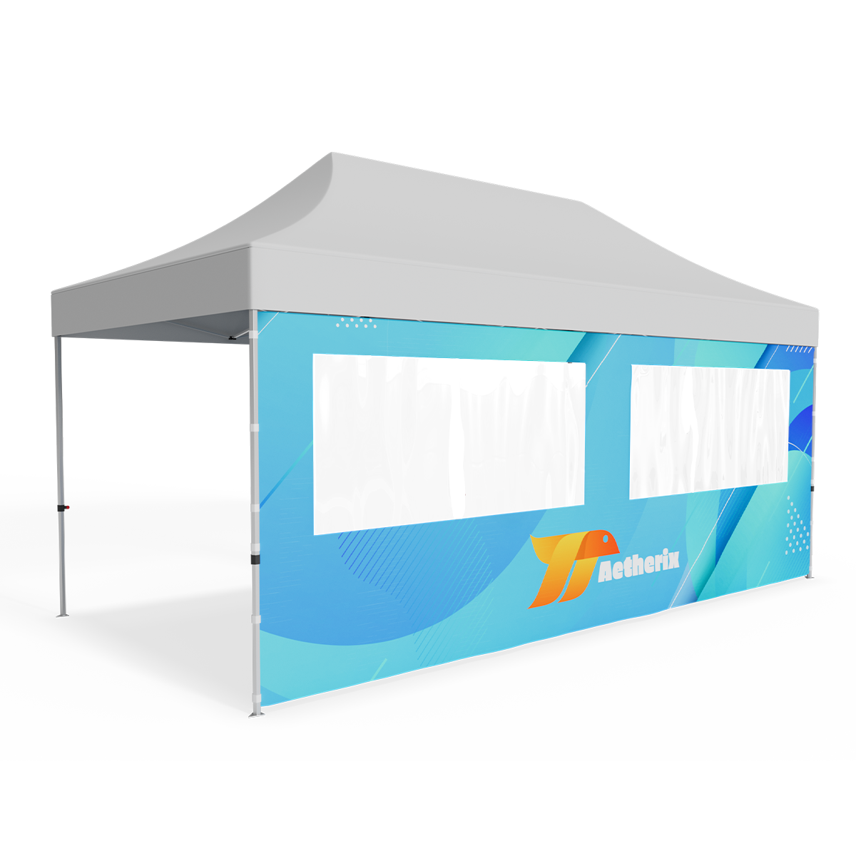 20ft Full Tent Wall Only w/Double Window - 2 Side Imprint 2