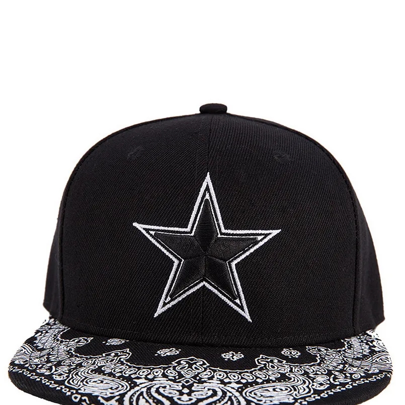 Embroidered Five-Pointed Star Snapback Baseball Cap 4