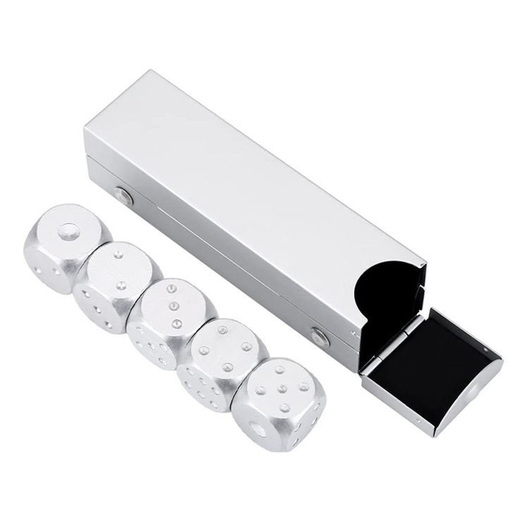 5 Pieces Aluminum Alloy Rounded-Corner Dice Set 2