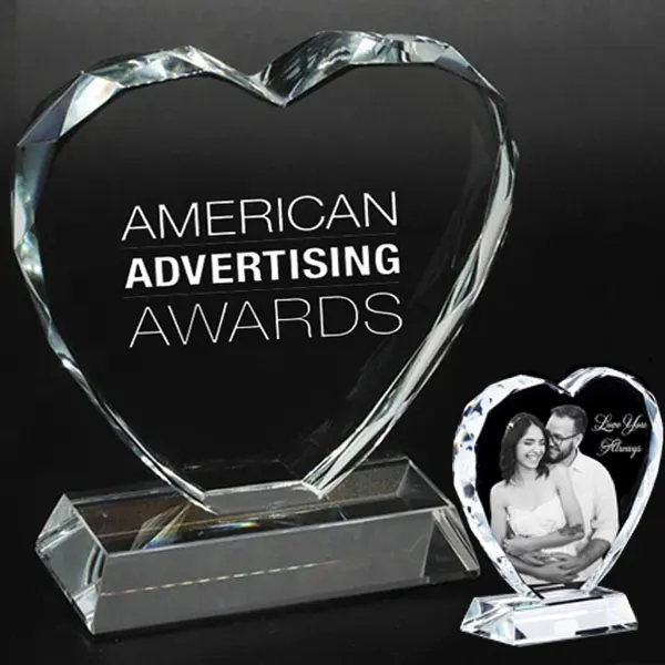 Engraved Heart Shaped Crystal Trophy Awards 2