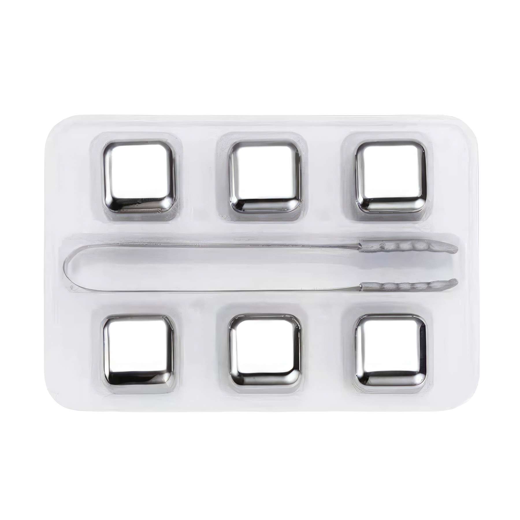 6 Pack Stainless Steel Ice Cubes With Tongs 3