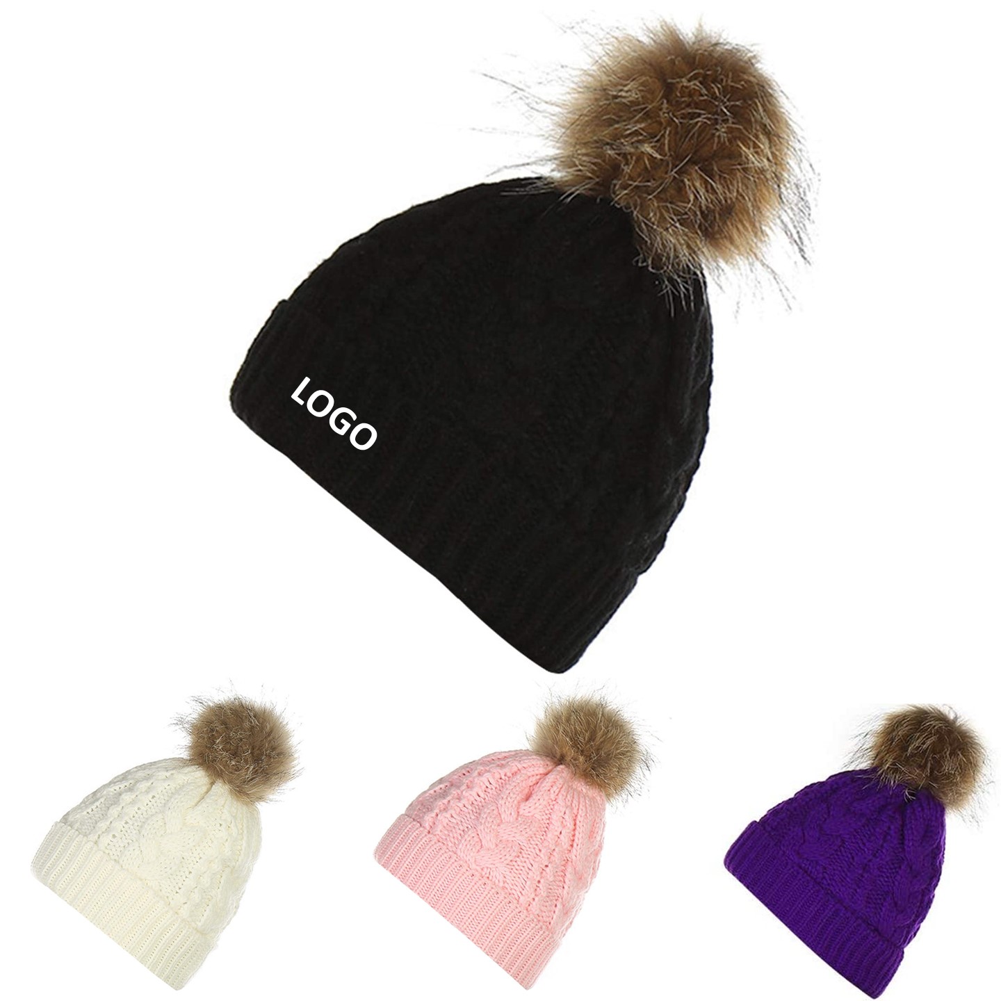 Jacquard Knitted Beanie with Pom-pom 3