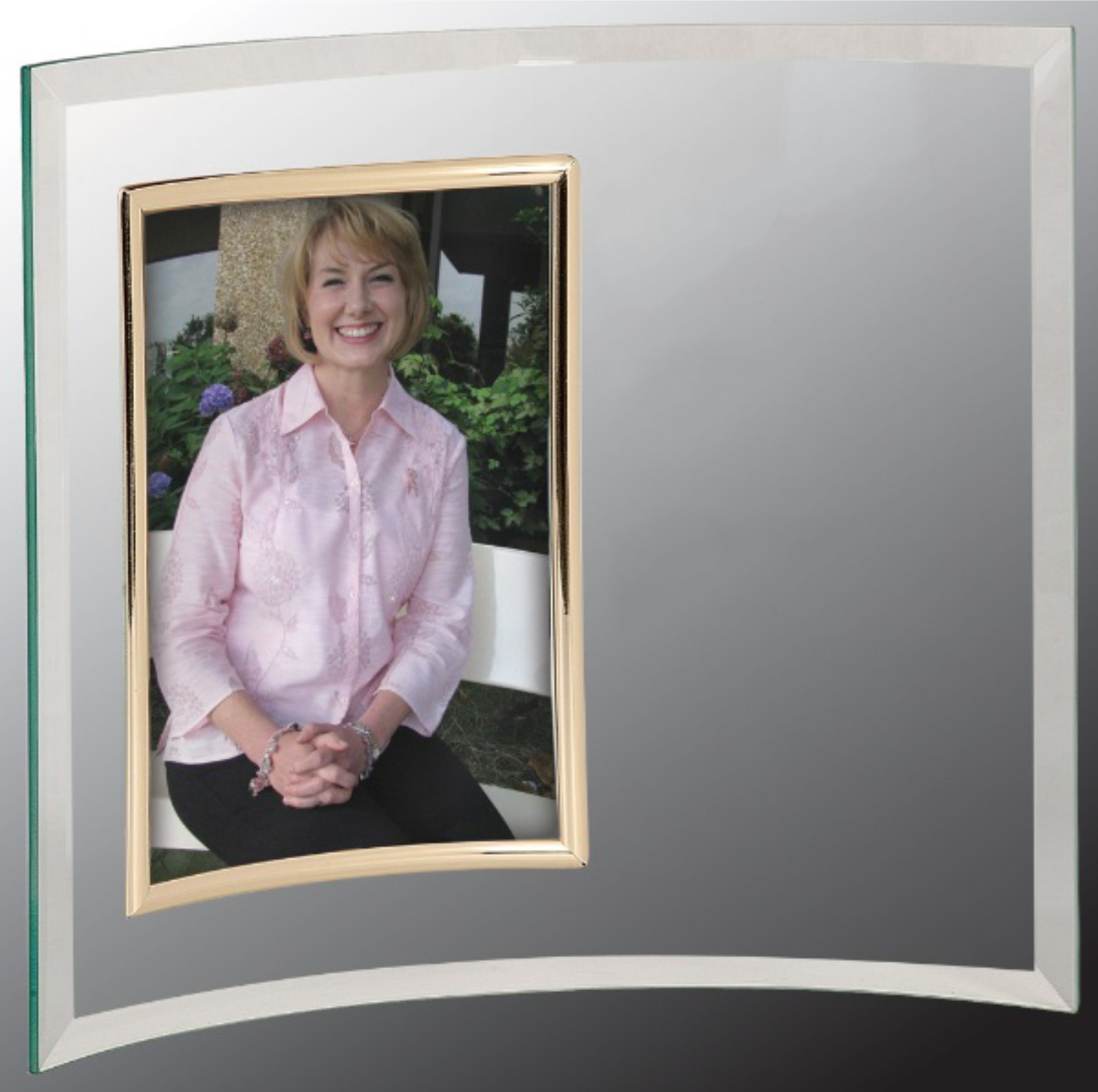 12" x 10" Jade Glass Crescent with 5" x 7" Picture Frame Award 2