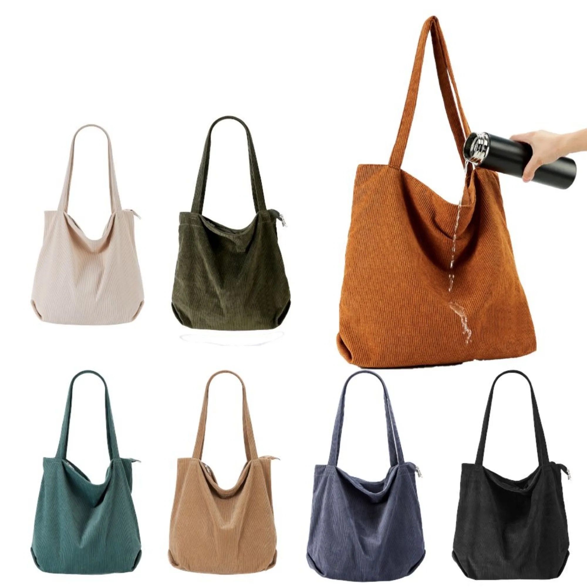 Big Capacity Tote Bag with Zipper for Women, custom tote bag with logo imprint 3