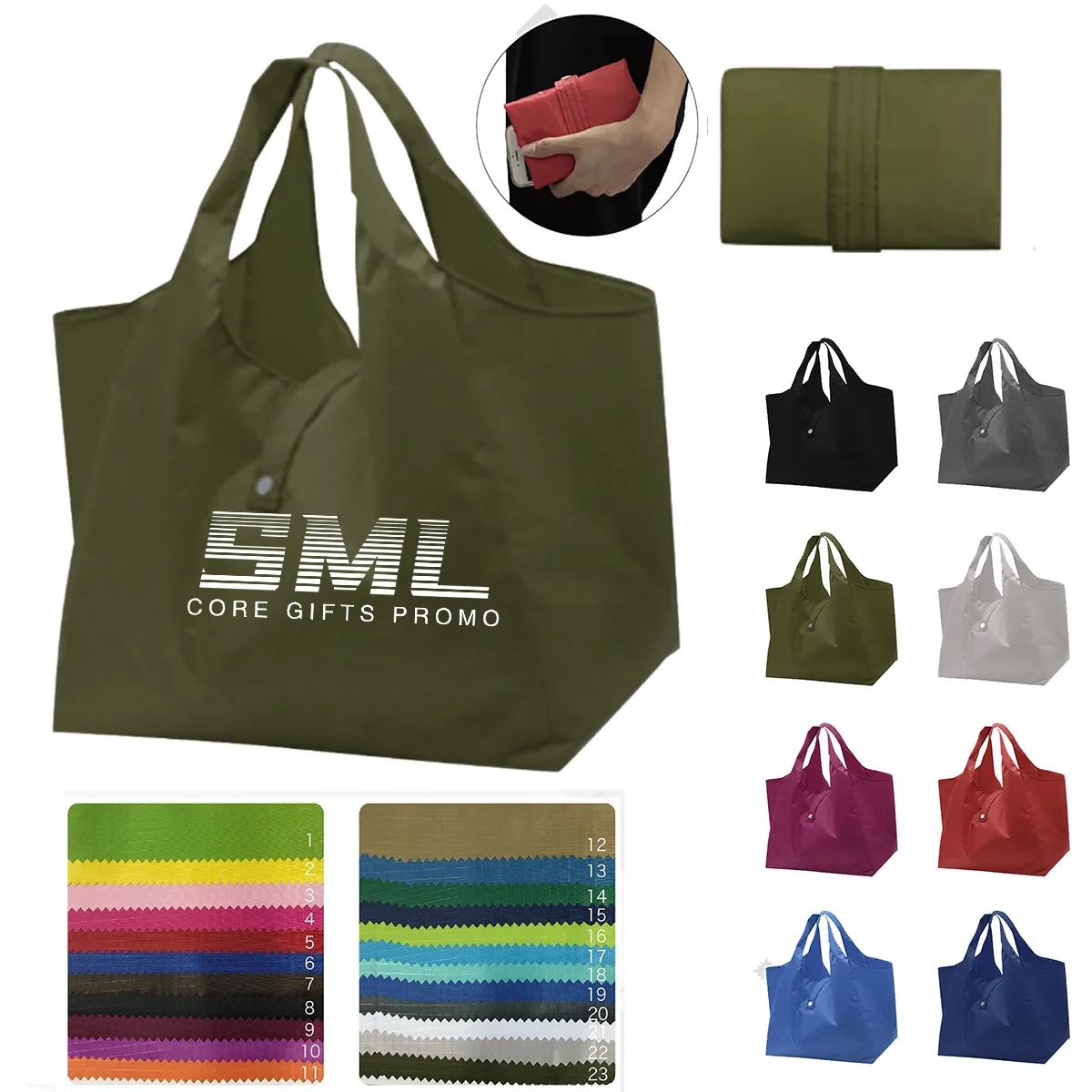 Portable Custom Folding Oxford Reusable Grocery Tote Bag, custom tote bag with logo imprint 2
