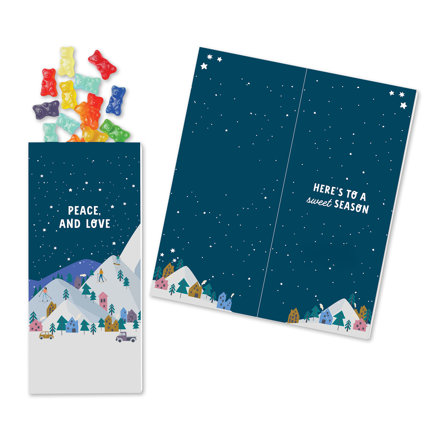 One Color Foil-Stamped Stock Holiday Sentiment Sweeter Cards with Albanese Gummi Bears 2