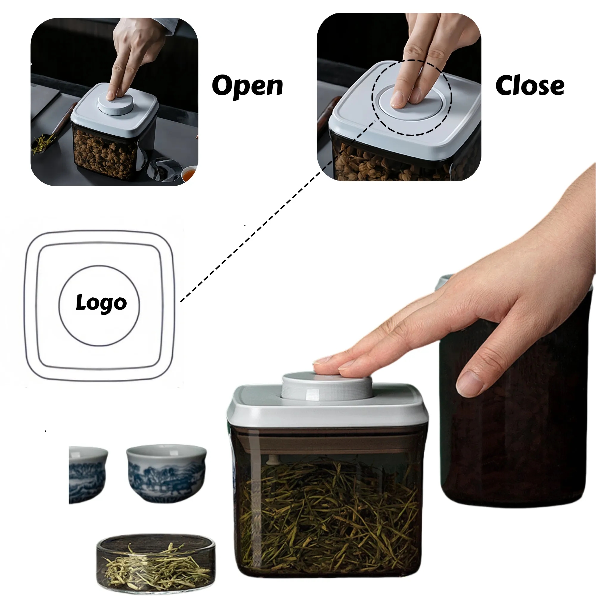 16oz Push Down Seal Jar Airtight Container