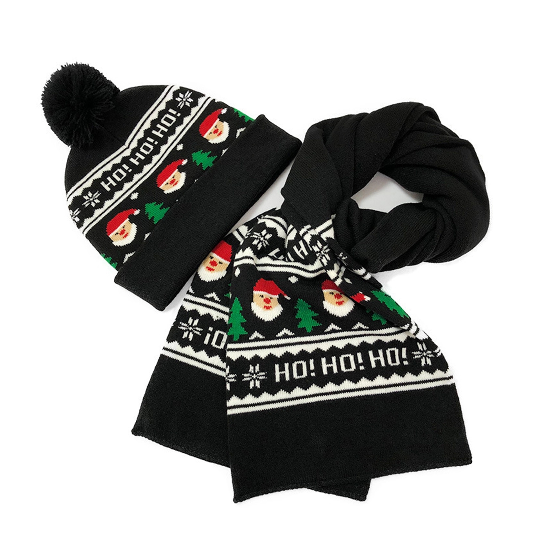 Xmas Christmas Beanie Hat Knit Cap Scarf Set 7