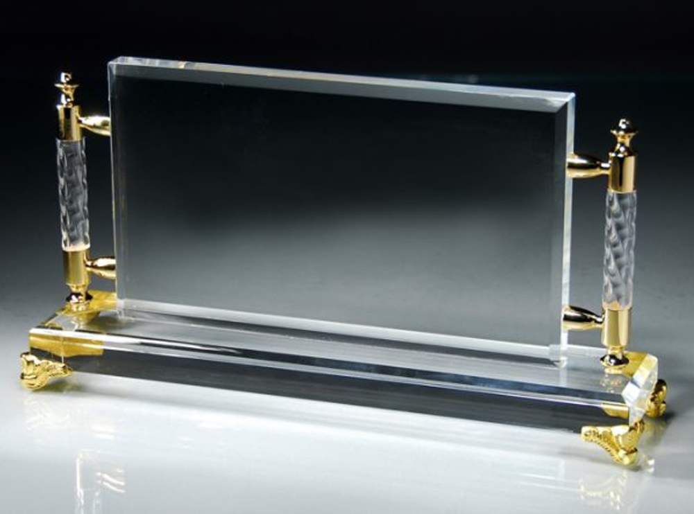 Crystal DesktopRectangle Award withGold Accents 2