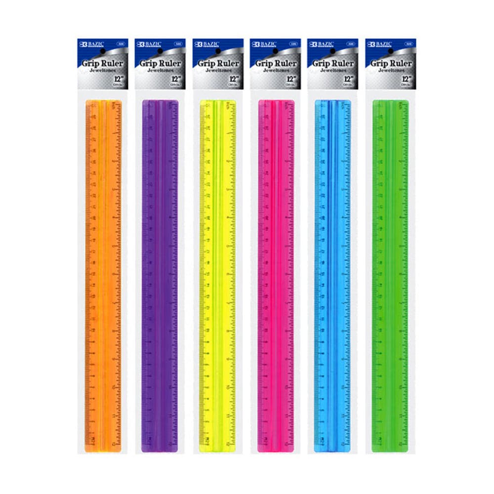 12" Rulers - Assorted Colors Raised Grip 2