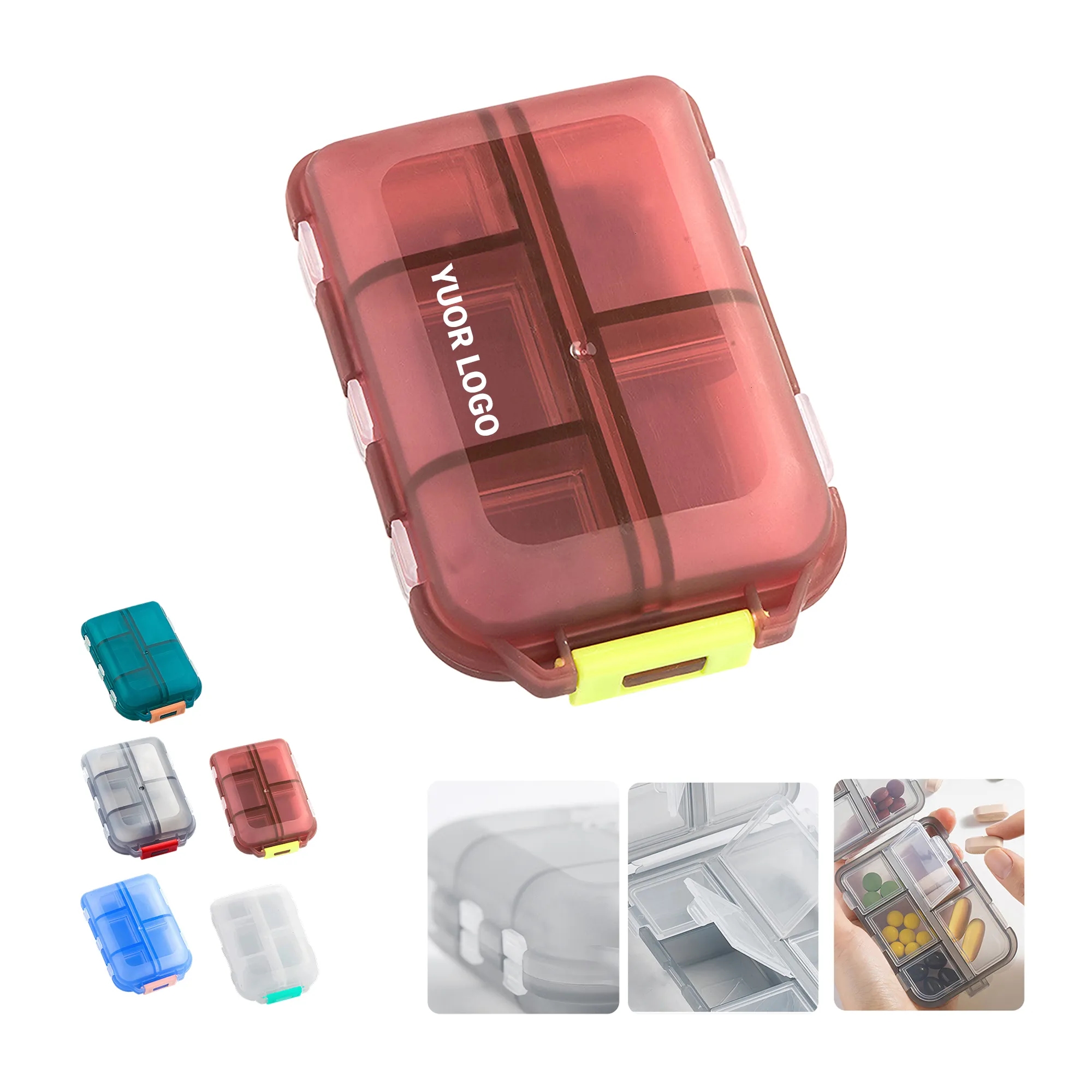 Travel Pill Organizer with Individual Moisture Lids 2