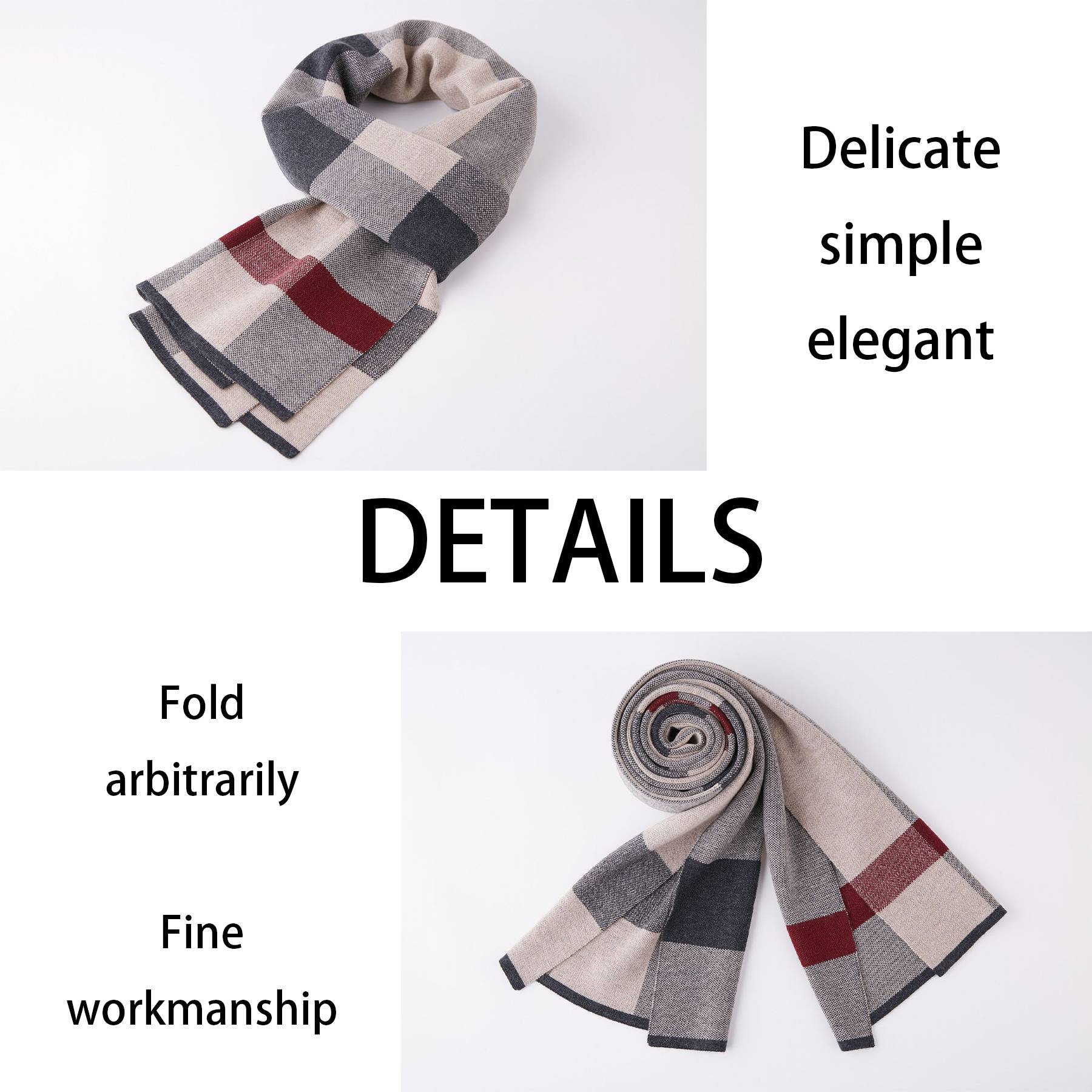Wool Autumn and winter versatile striped scarf 7