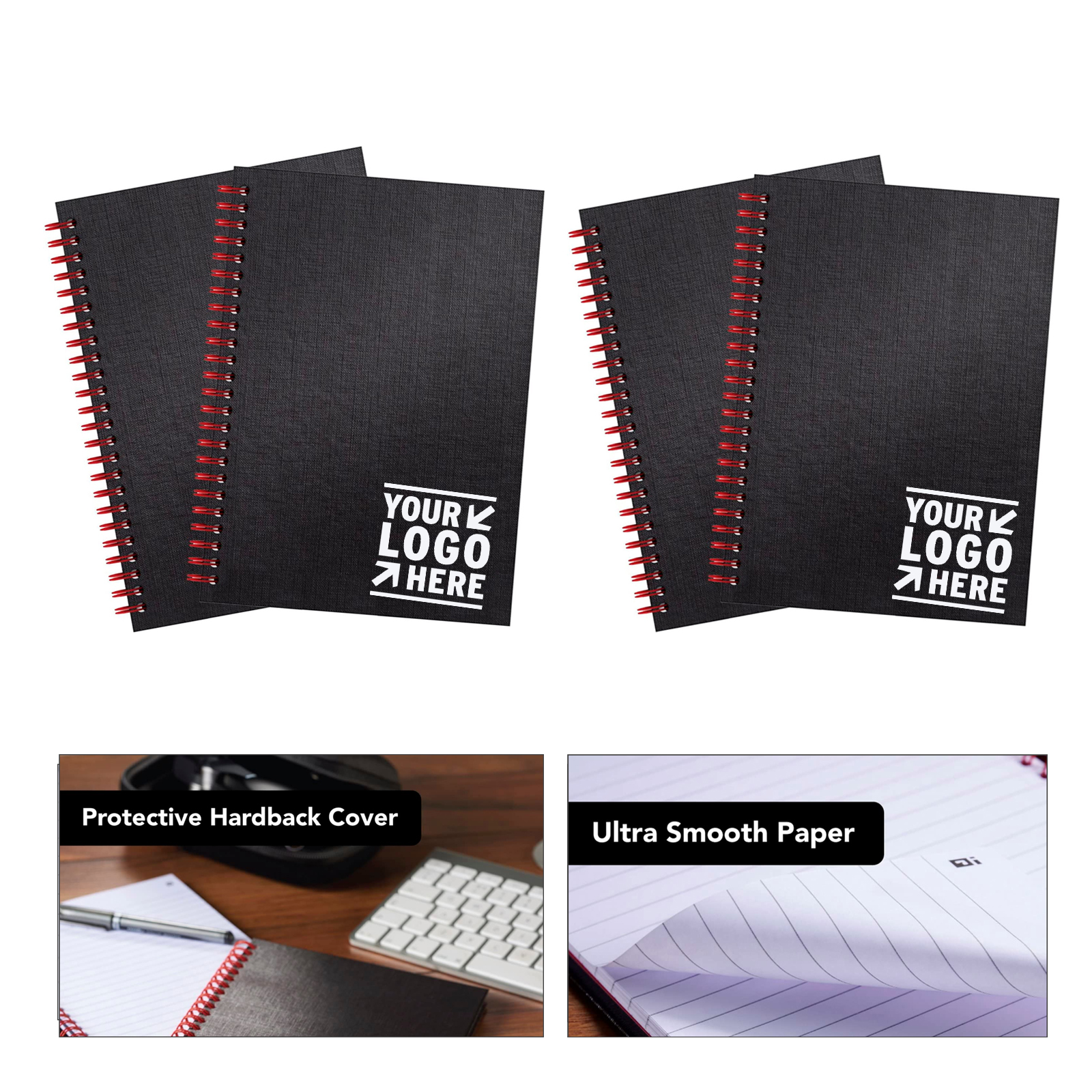 8 1/4" x 5 1/4" 70 Sheets Hardcover Twin Wire Notebook 2
