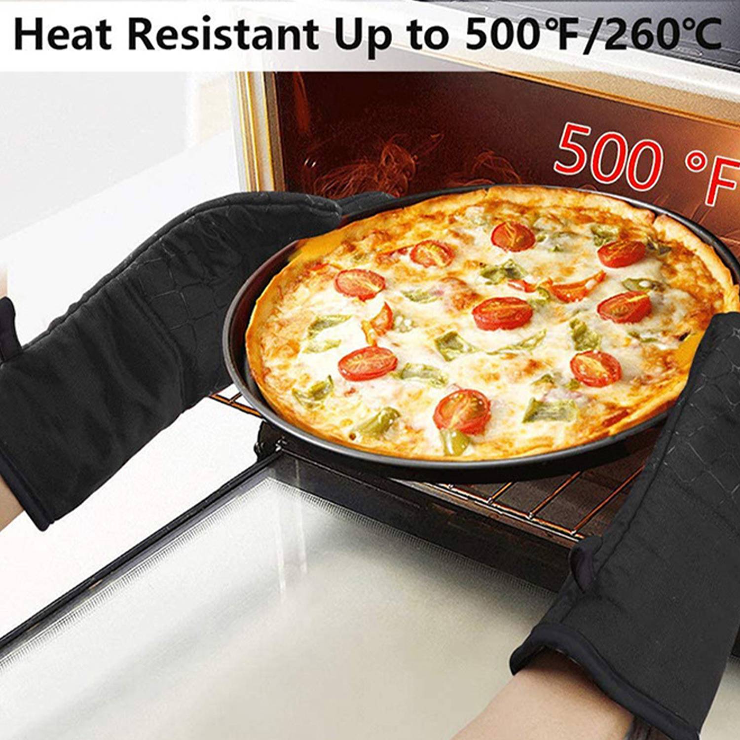 Heat Resistant Non Slip Silicone Oven Mitts Set 7