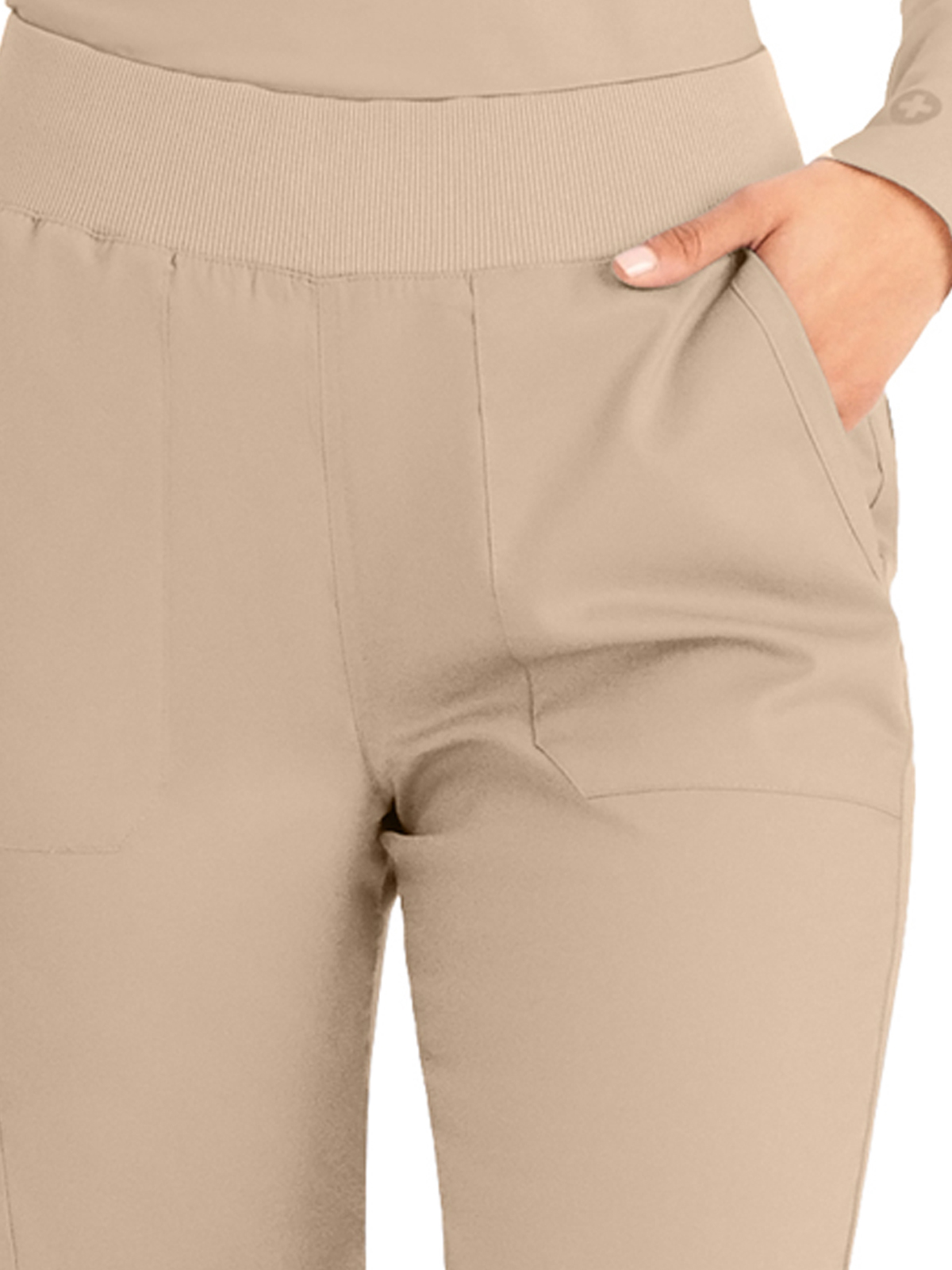 Landau - ProFlex - Women's Five-Pocket Mid-Rise Rib-Knit Elastic Waist Straight Leg Pant 30