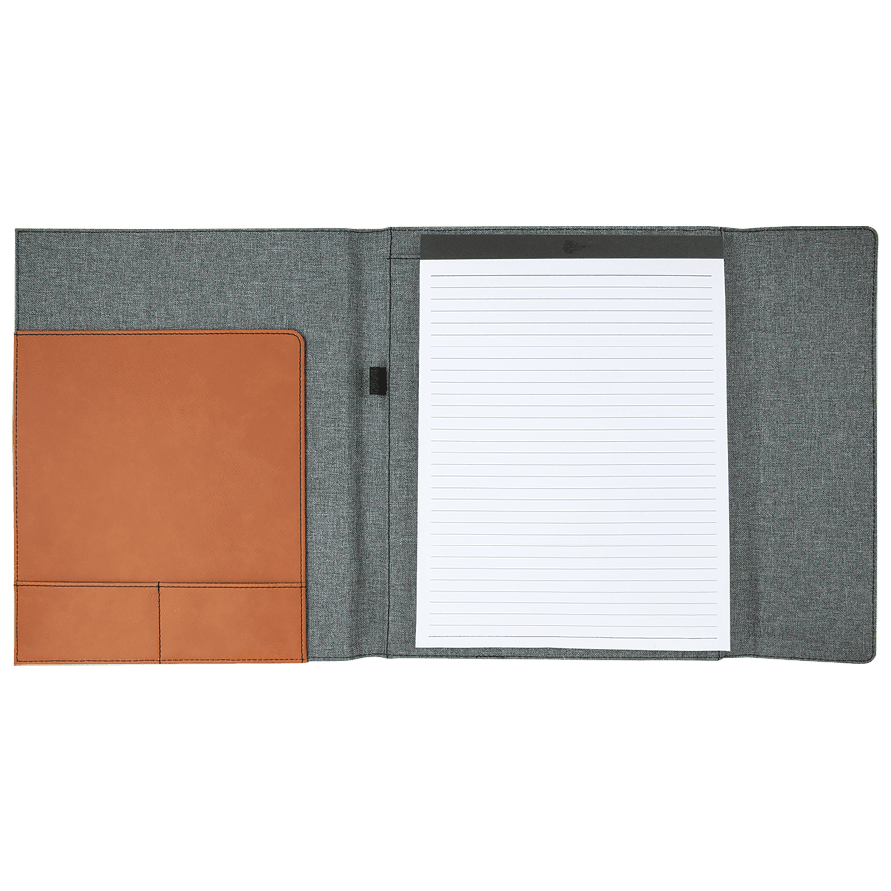 9" x 12" Rawhide Leatherette & Gray Canvas Portfolio 1