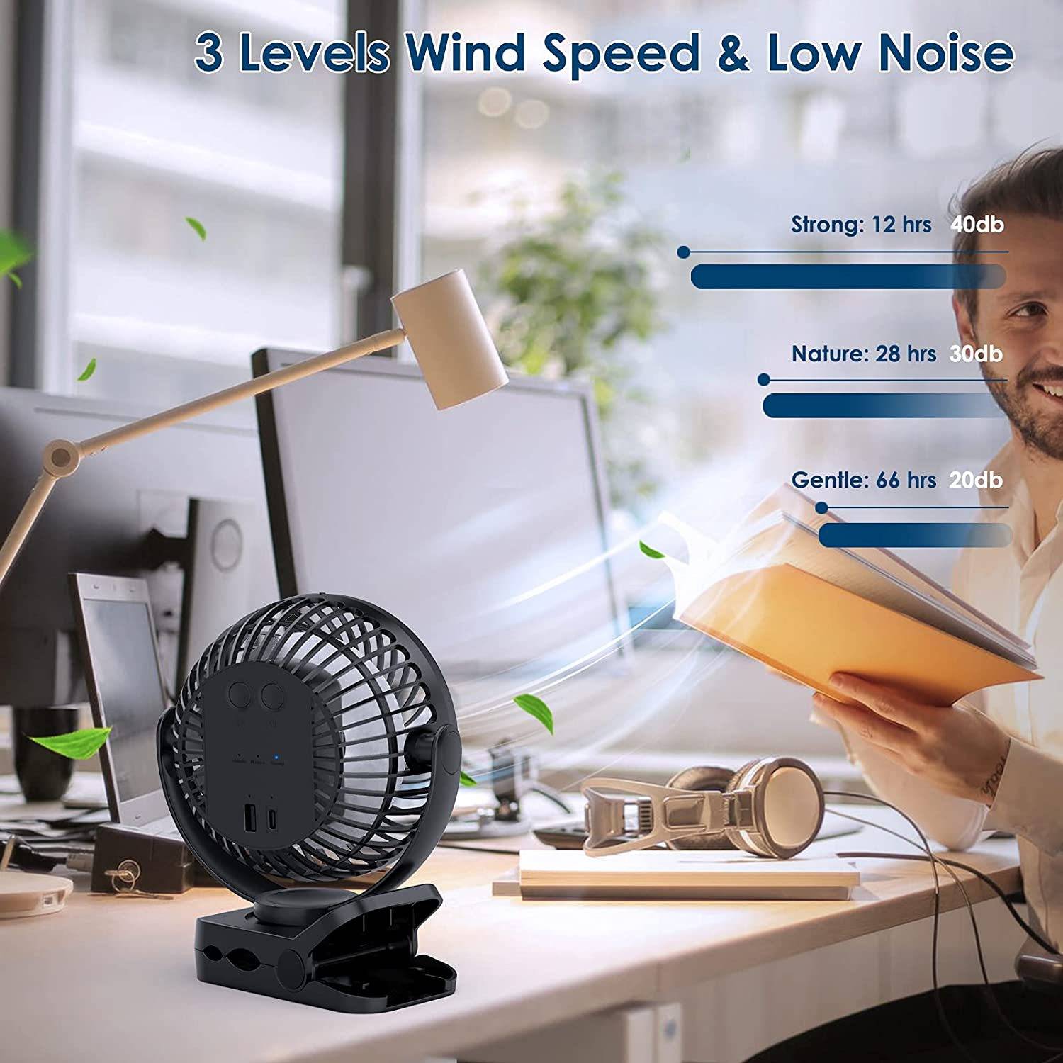 Portable Camping Rechargeable Fan with LED Lantern 3