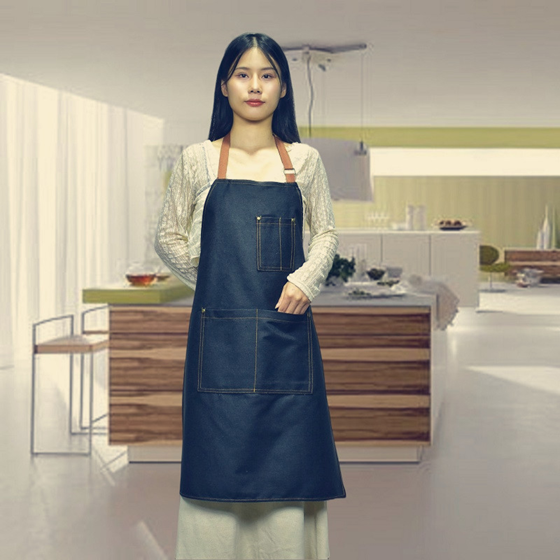 Kitchen Bibbed Denim Apron 3