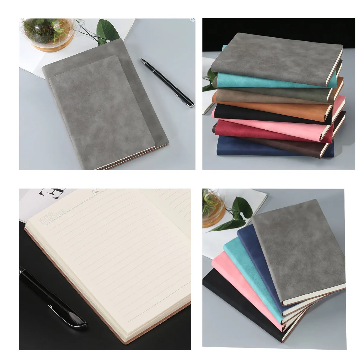 2pcs B5 Soft Leather Smooth Touch Thick Paper Notebook 2