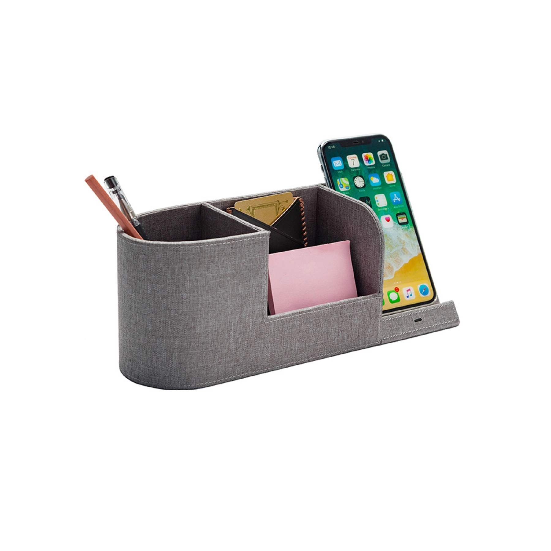 10W QI Wireless Charger Desk Stand with Storage Box 1