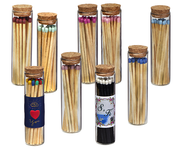 "Ablaze" Glass Match Stick Jar - w/ Full Color Label - 20 count 7