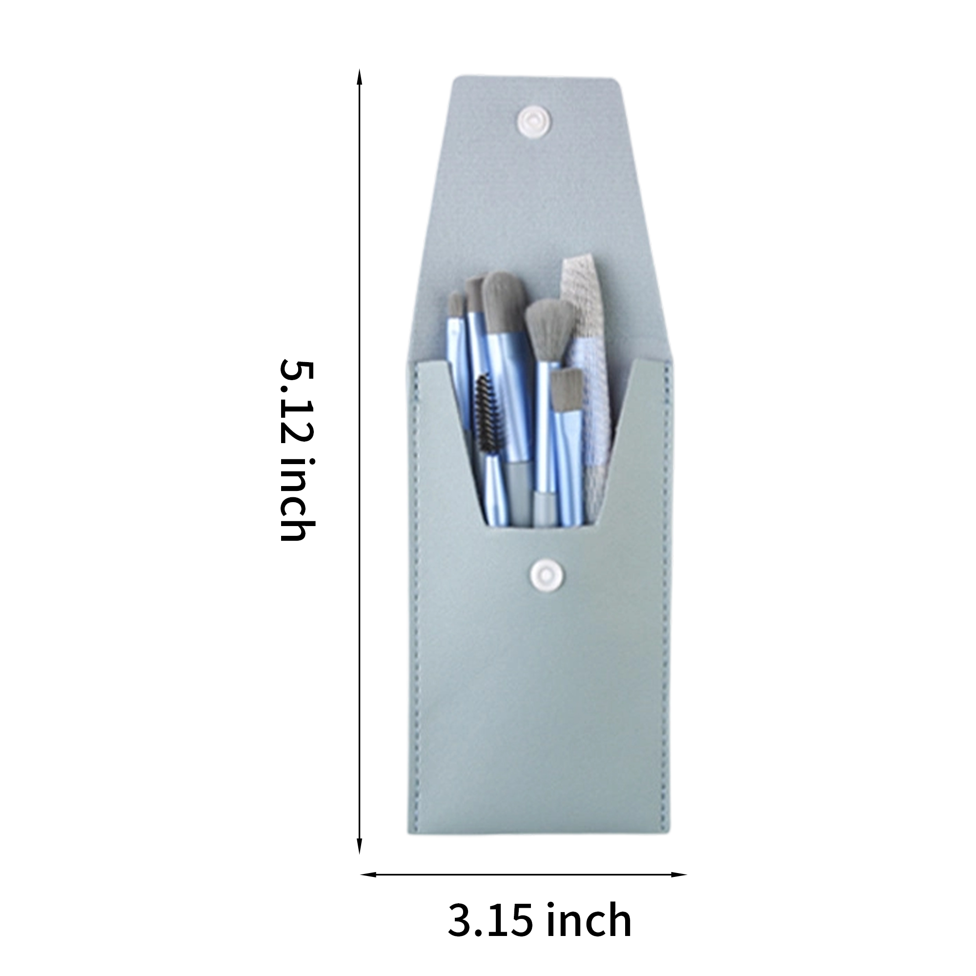 Eight Piece Makeup Brush Set With Zipper Cosmetic Bag 5.12" x 3.15" 1