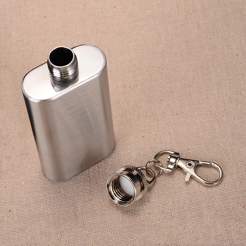 Mini 2oz stainless steel flask with keychain 2
