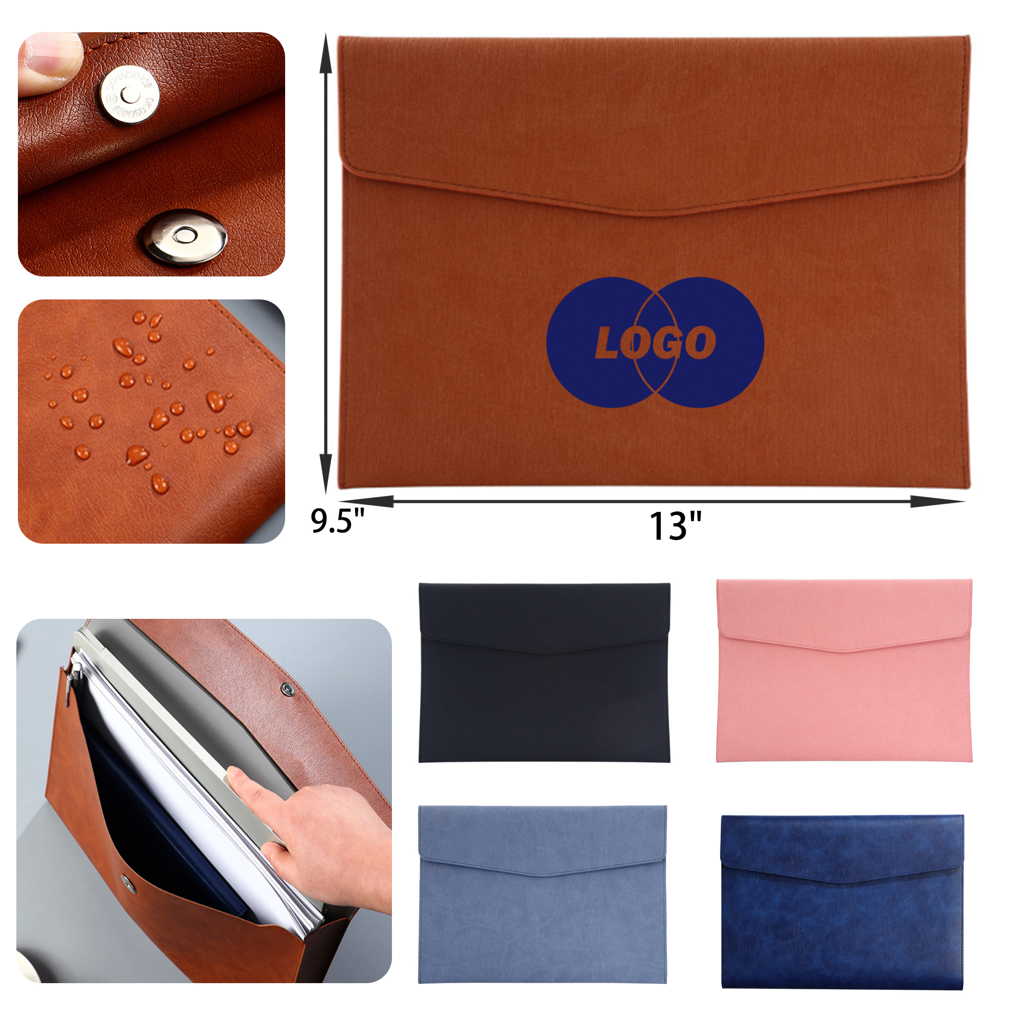 Durable A4 Leather Business Folder Document Bag 3