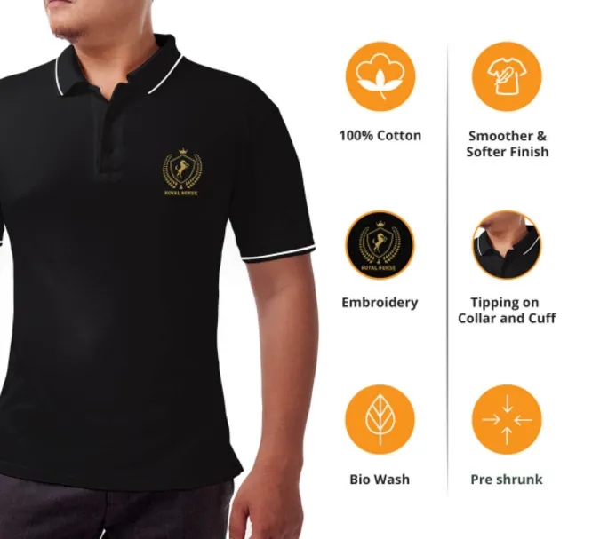 Men's Black Polo Shirt - Embroidered 4