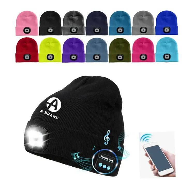 USB Rechargeable Bluetooth Beanie Hat with LED Light 2