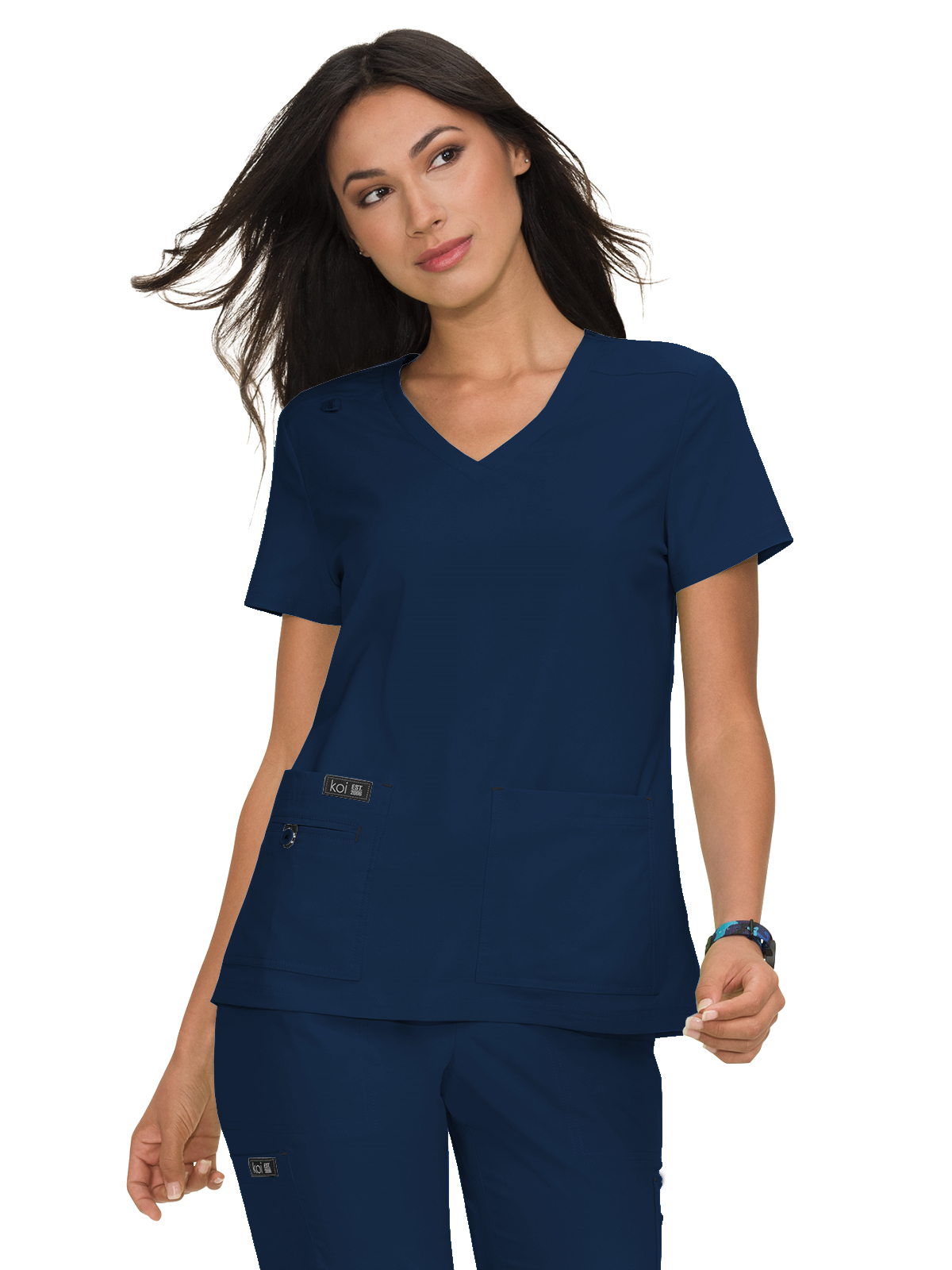 koi - Basics - Women's Four-Pocket Stretch V-Neck Becca Top 44