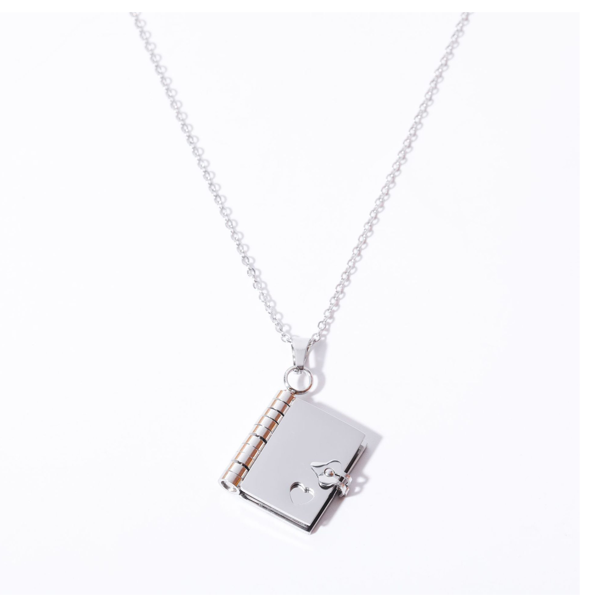 Stainless Steel Book Locket Pendant Necklace 0.71" Length X 0.47" Width X 0.2" Height 6