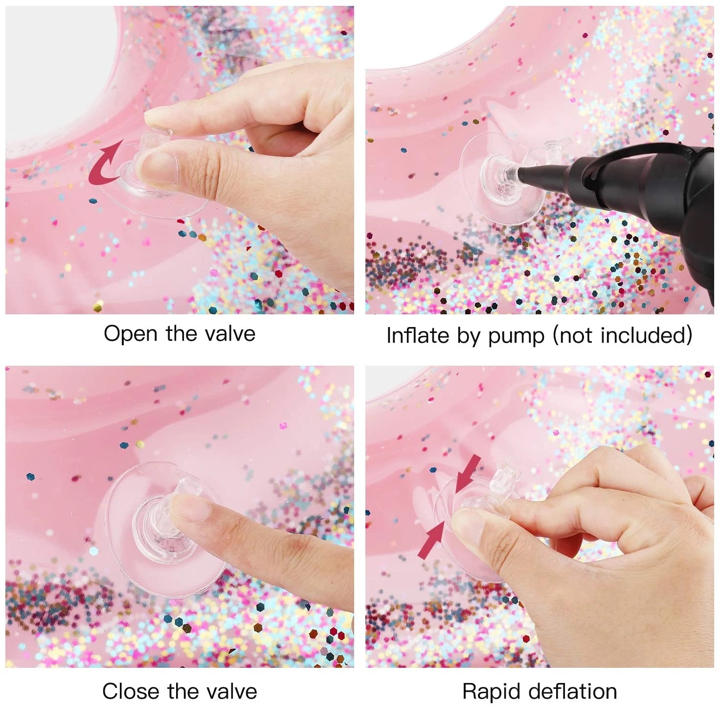 Heart Shaped Glitter Sequin Inflatable Pool Float 5