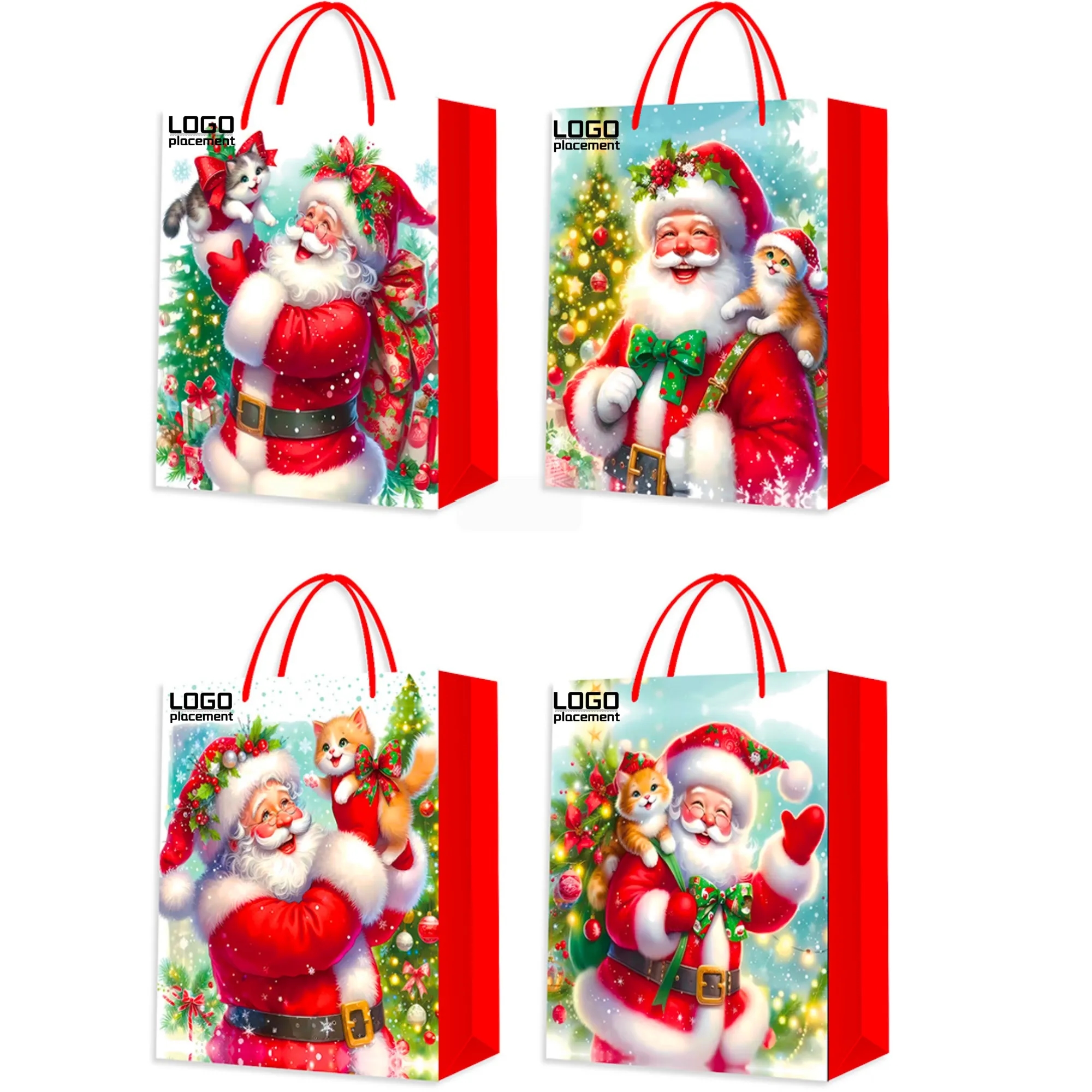 Xmas Present Tote, Santa Cat Design, Seasonal Giving