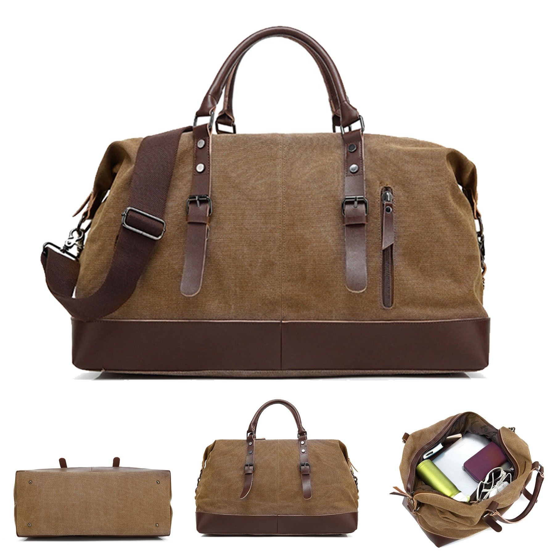 Large Leather Weekender Travel Bag 2