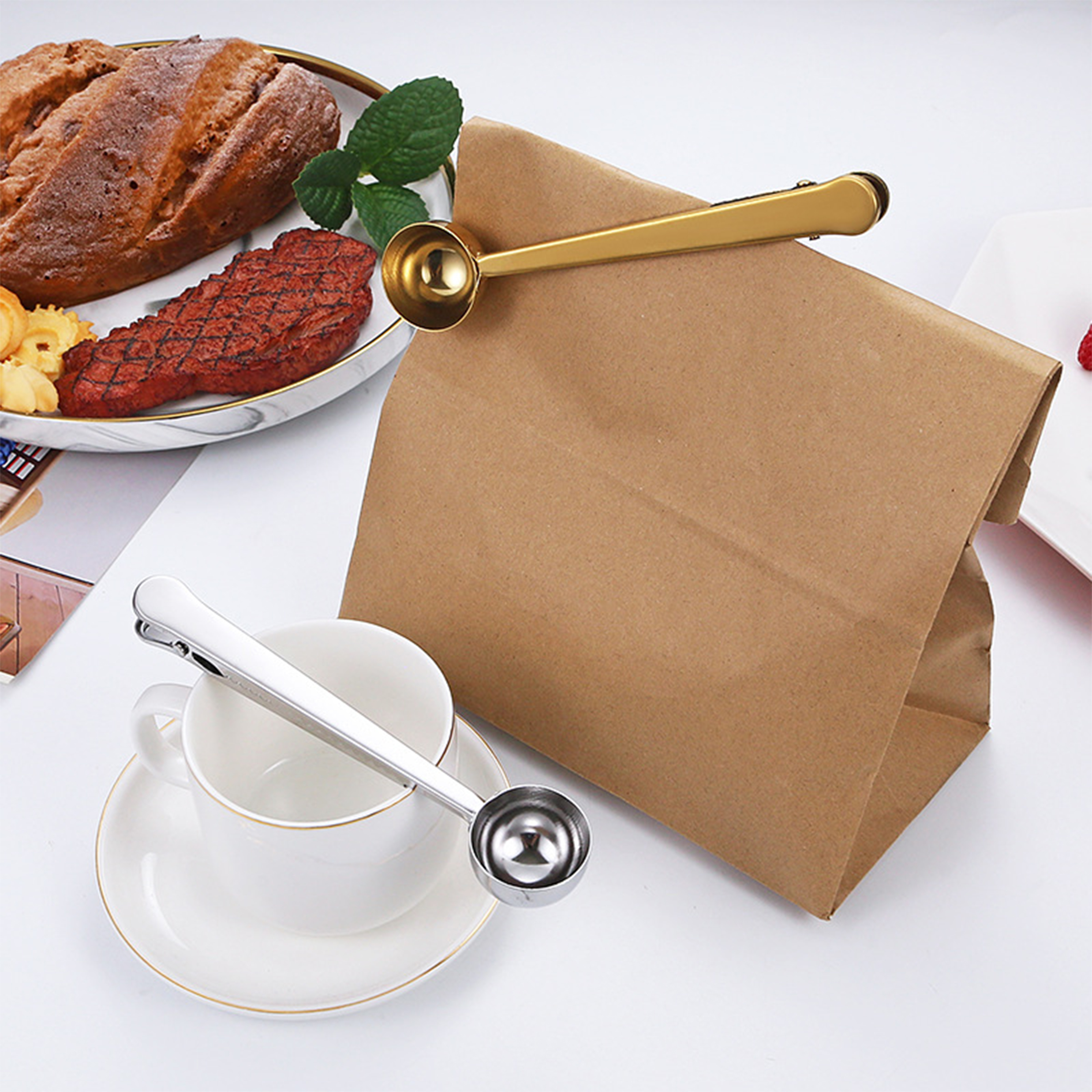 Stainless Steel Multi-Functional Coffee Scoop With Bag Clip 4