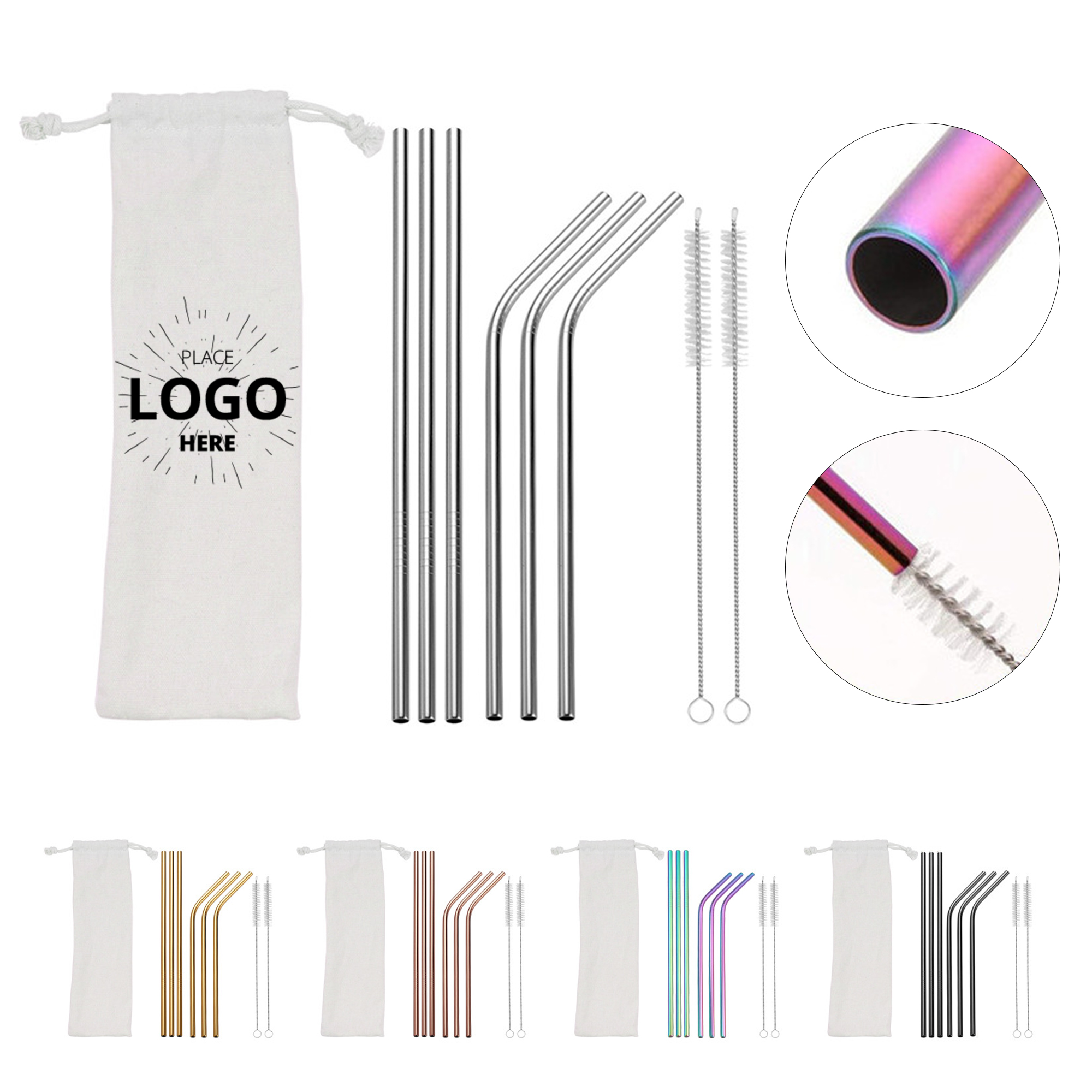 Reusable Stainless steel Straw Set with Brush 1