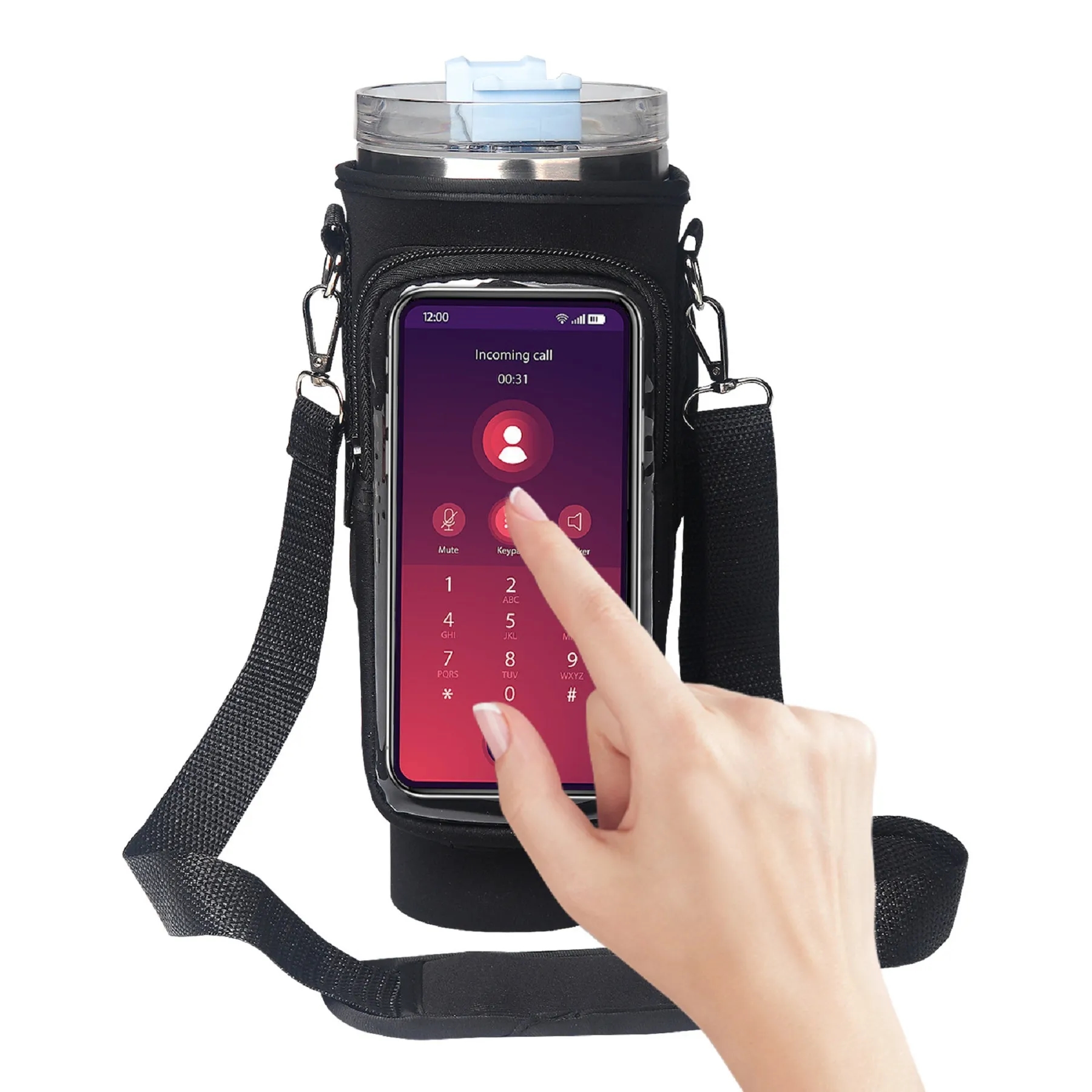 40 Oz. Water Bottle Carrier Holder Sleeve with Phone Bag 6