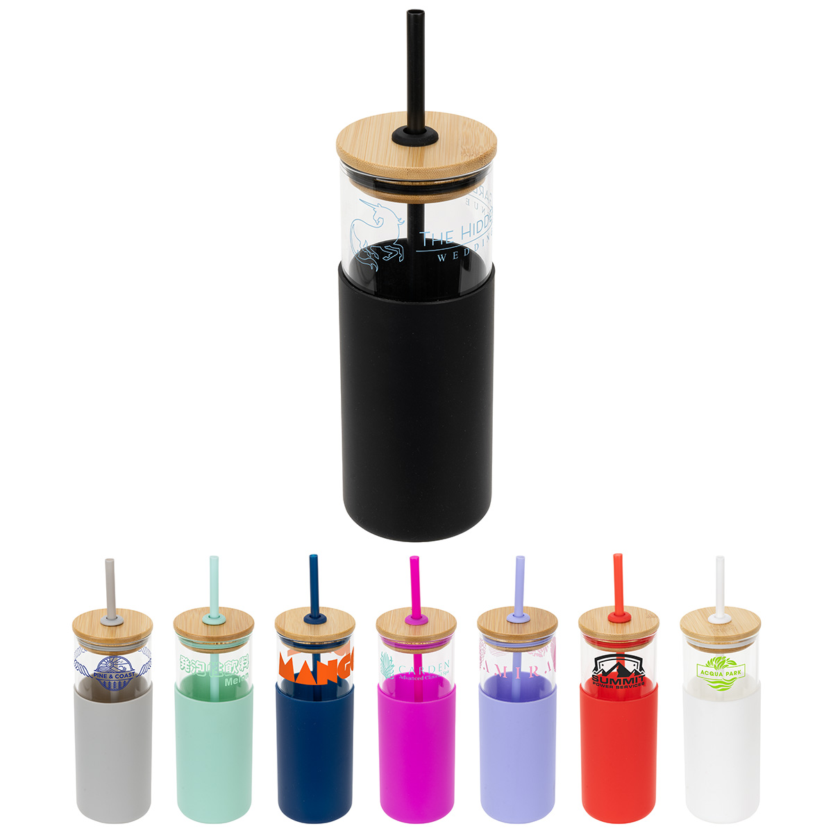 Stirling 18 oz Glass Tumbler with Silicone Sleeve & PP Straw 5