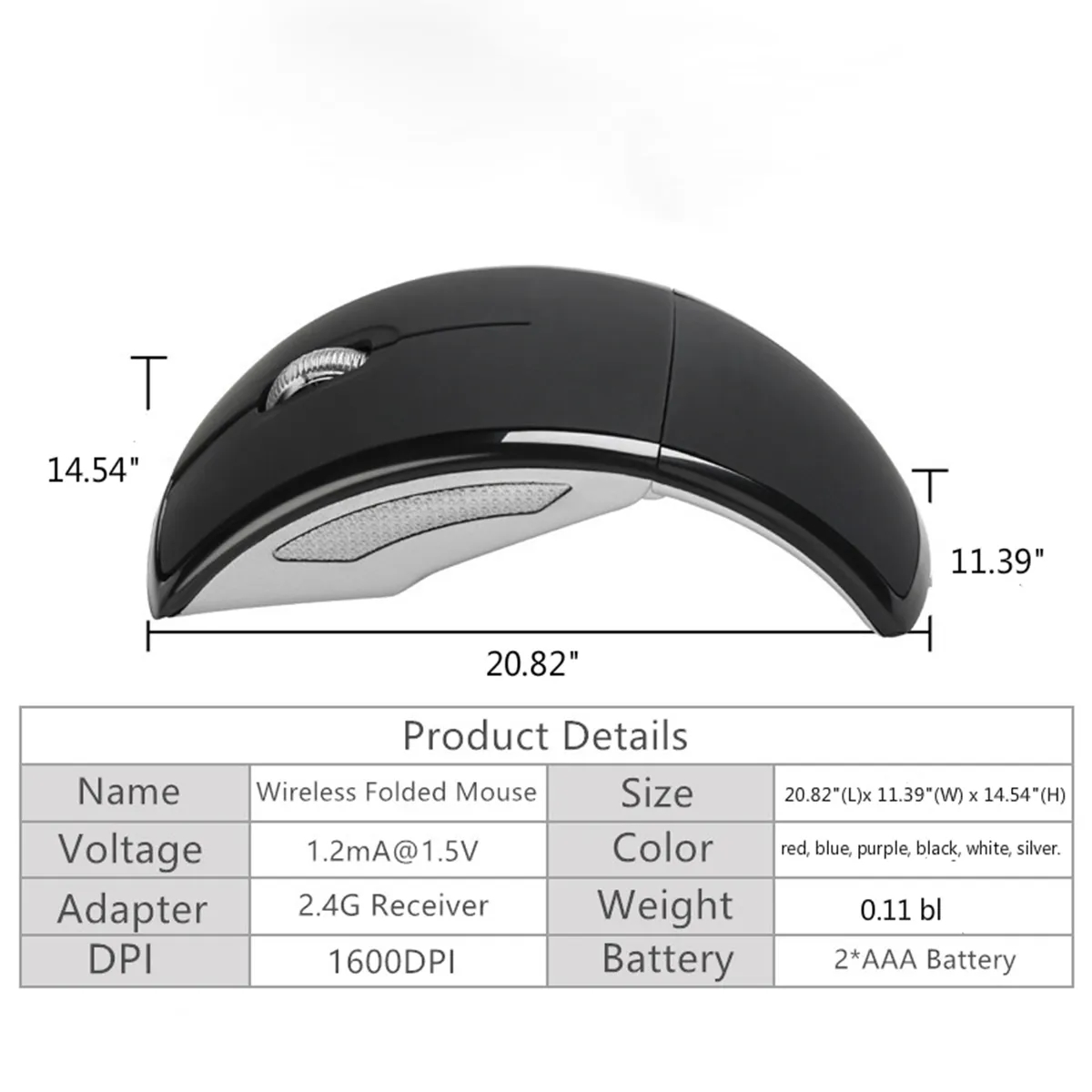 Portable Folding Bluetooth Optical Mouse with USB Receiver 3