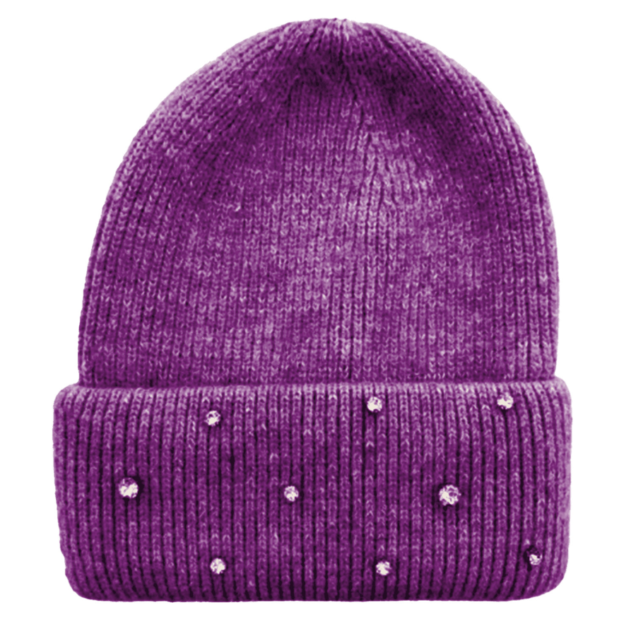 Custom Circular Knit Stretch Acrylic Cuffed Beanie w/ Stones 5