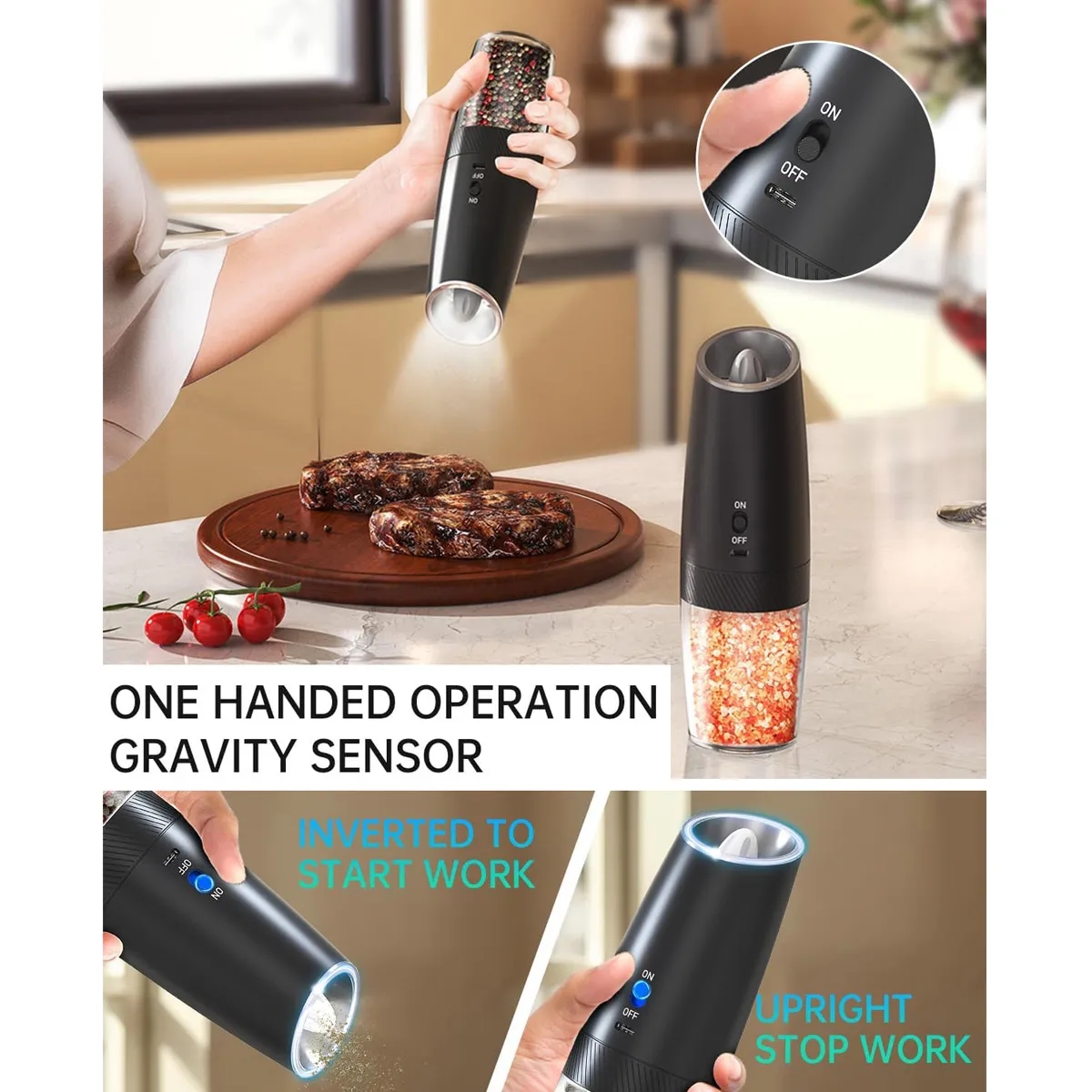 135ml Rechargeable Salt and Pepper Grinder Set 7